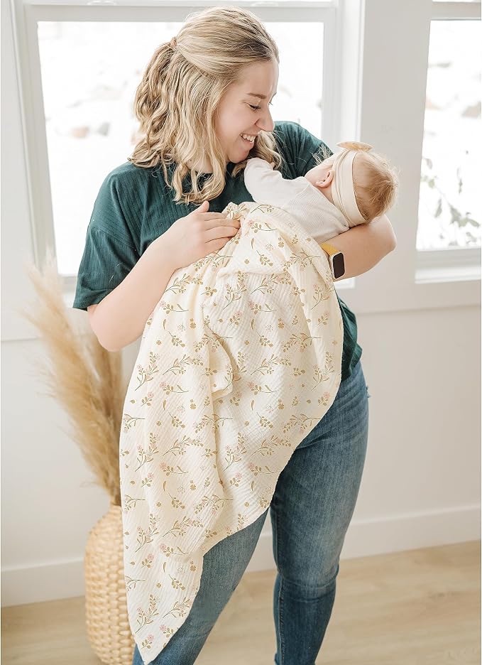 Konssy 3-Pack Muslin Baby Swaddle Blankets, 47 x 47 in Receiving Blankets | - Image 9