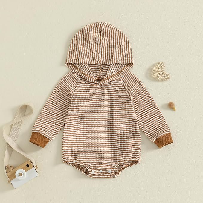 Baby Girl Boy Hooded Sweatshirt Long Sleeve Solid Color Romper Infant Baby Fall - Image 7