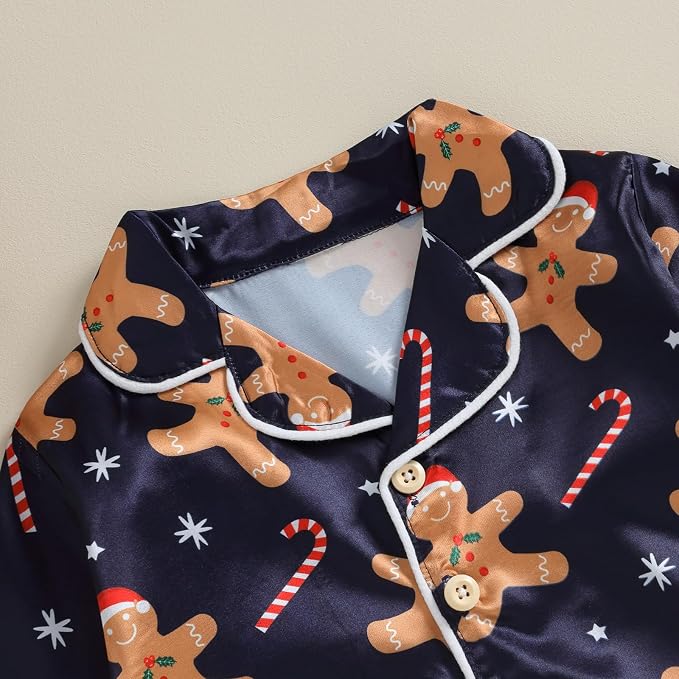 Kids Baby Girl Boy Satin Pajamas Set Button Down Sleep Shirt Top+Long Pants - Image 4
