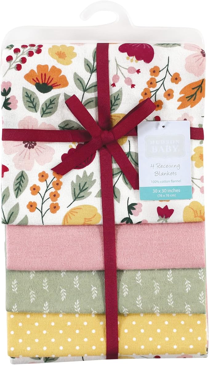 Hudson Baby Unisex Baby Cotton Flannel Receiving Blankets, Fall Botanical - Image 3