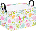 Easter Gift Basket Eggs Storage Basket Kids Toys Storage Basket Organizer Box Clothes Laundry Hamper Bunny Nursery Basket with Handles