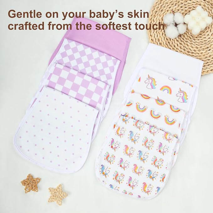 Baby Burp Cloths 8-Pack, Waterproof Burping Cloths, 4-Layer Super Absorbent & - Image 9