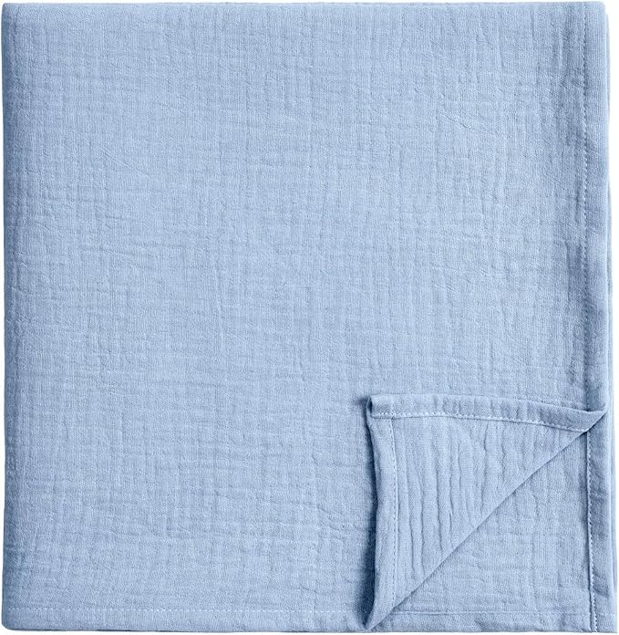 Meracorallo Muslin Swaddle Blanket, 100% Cotton, Placid Blue | Soft Breathable by Meracorallo