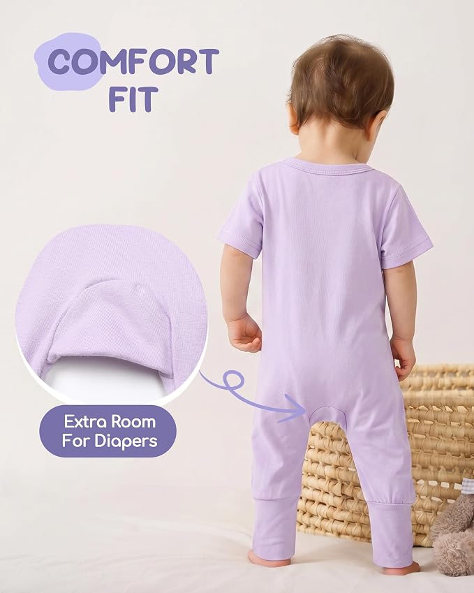 Baby Boy Girl Infant Rompers Short Sleeve Cotton Zipper Footless Summer - Image 5