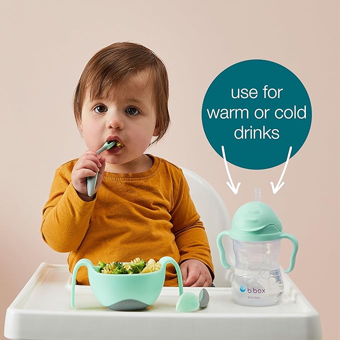 b.box Sippy Cup with Weighted Straw. Drink from any Angle, Leak Proof, Spill Proof, Easy Grip. BPA Free, Dishwasher Safe. For Babies 6m+ to Toddlers (Pistachio, 8oz)