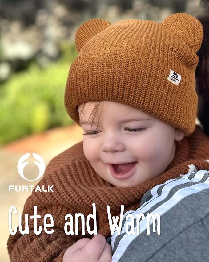 FURTALK Baby Beanie with Bear Ear Warm Knit Winter Hat - Image 5