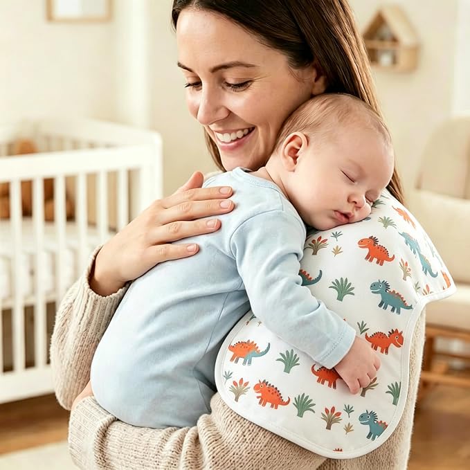 Baby Burp Cloths 8-Pack, Waterproof Burping Cloths, 4-Layer Super Absorbent & - Image 4