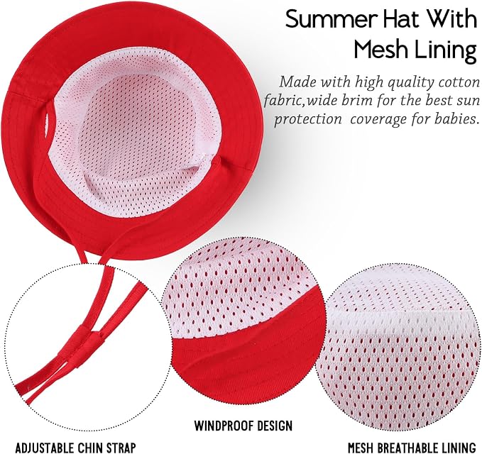 JANGANNSA Cotton Baby Sun Hat Infant Toddler Boys Girls Bucket Hats Summer Sun - Image 5