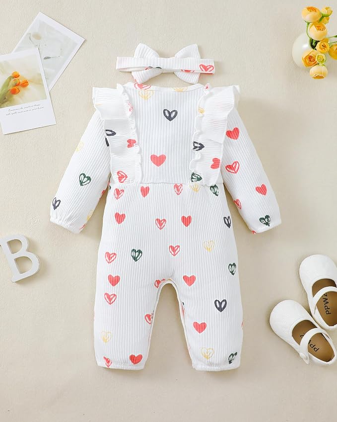 Mioglrie Newborn Baby Girl Clothes 1 Piece Infant Fall Winter Romper Outfit | - Image 3