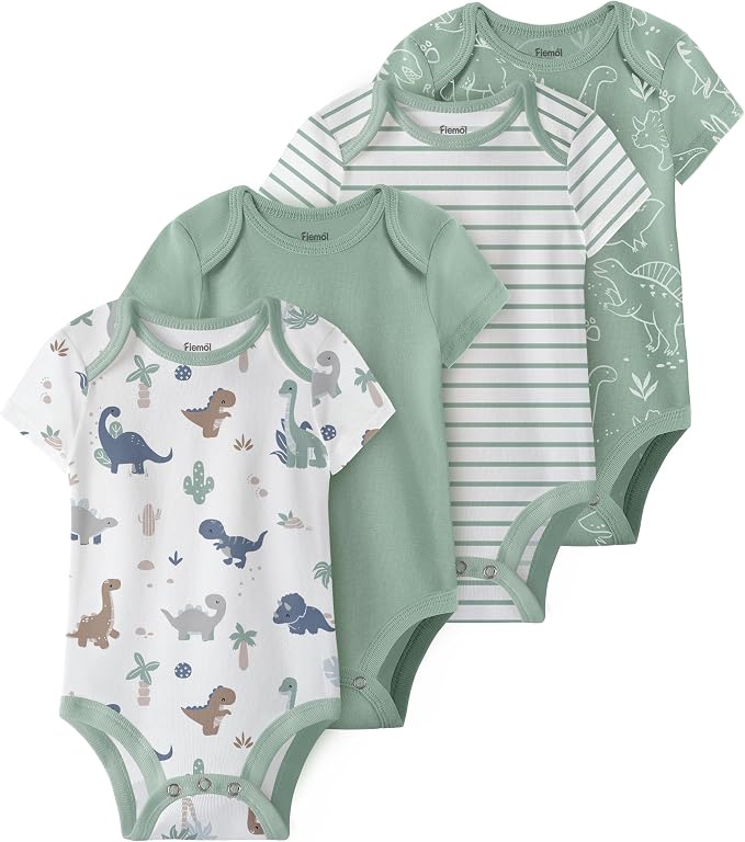 Baby Bodysuits Newborn 100% Cotton, Soft Short Sleeve Toddler Infant Cute Body by FIEMOL