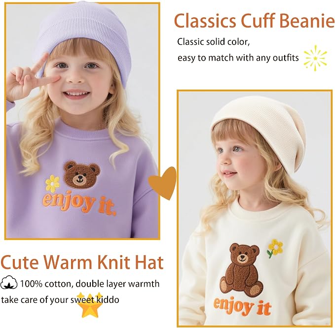 vidsel 100% Cotton Toddler Beanie Hats - Image 4