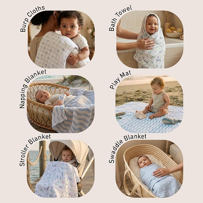 GLLQUEN BABY Muslin Swaddle Blankets 4Pk Receiving Blanket Large 35" x 40" | - Image 6