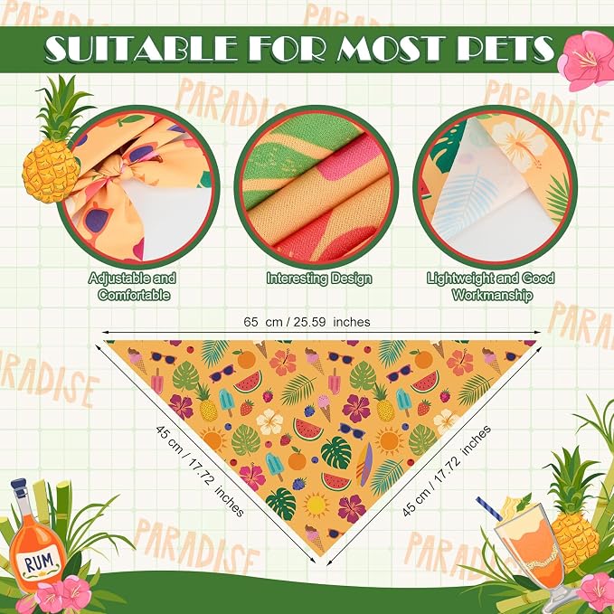 100 Pcs Summer Hawaiian Dog Bandanas Bulk Tropical Flower Pattern - Image 3