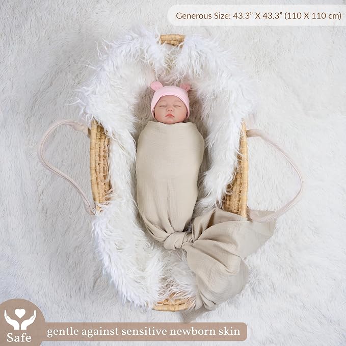 Meracorallo Muslin Swaddle Blanket, 100% Cotton Receiving Blanket - Image 2