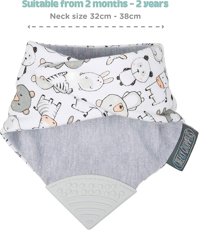 Cheeky Chompers Neckerchew Teething Bib, 2-in-1 Bandana Style Bib w/Food Grade - Image 7