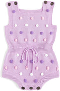 Simplee kids Baby Girl Romper, Sleeveless Pompoms Square Neck | Soft Breathable by Simpleekids