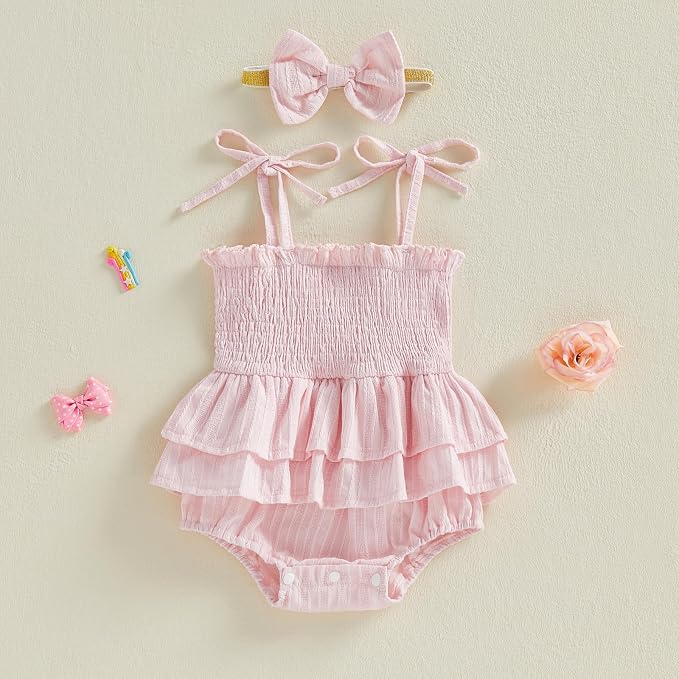 Newborn Baby Girl Summer Clothes Plaid Ruffle Bodysuits Onesie Infant Girl - Image 3