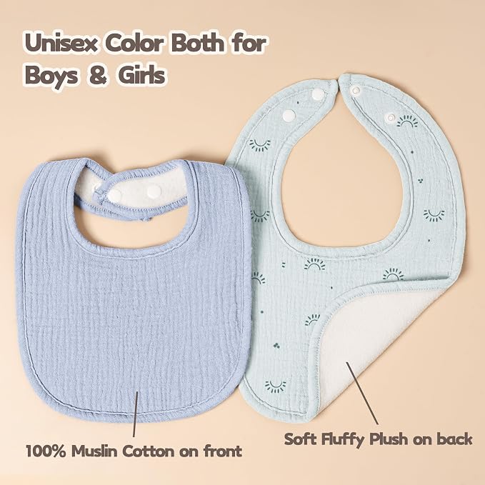 Susurration Muslin Baby Drool Bibs 6Pack Soft Square Adjustable Baby Bandana - Image 6