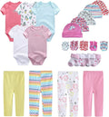 Newborn Layette Gift Set Bodysuits Pants for Baby Girl and Boy 24 Piece 100% Cotton Essentials and Accessories
