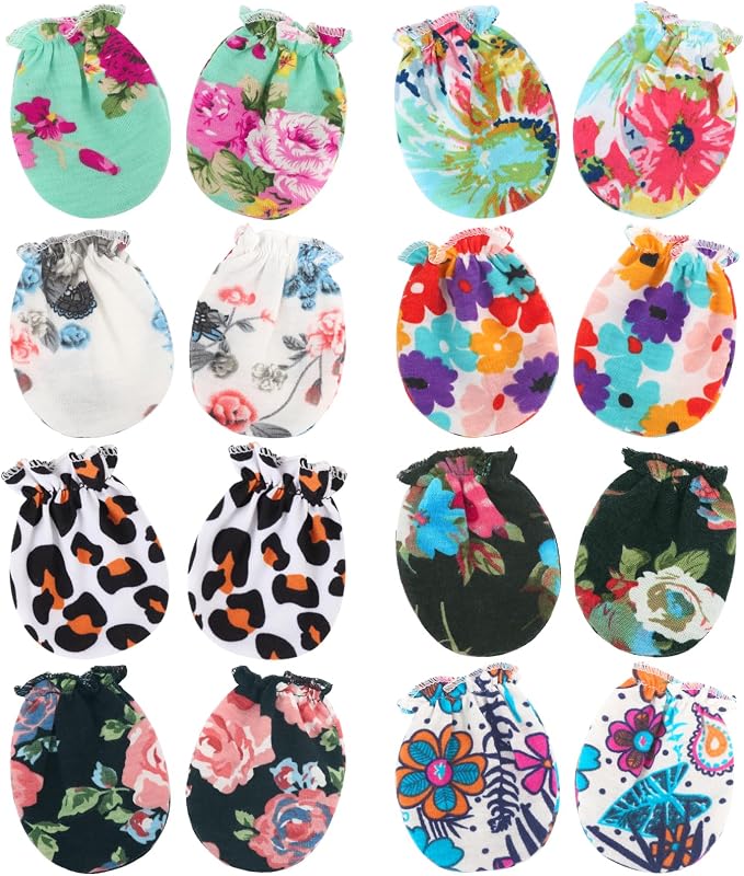BQUBO Newborn Infant Toddler Mittens No Scratch Cotton Elastic Wrist Gloves by DRESHOW