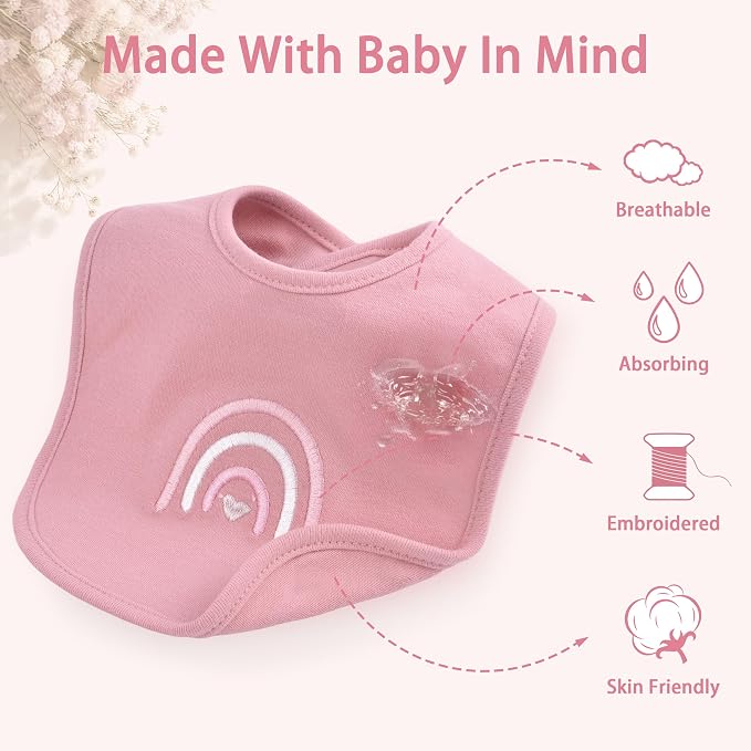 6 Pack Baby Bibs for Drooling and Teething Soft Cotton Absorbent - Image 3