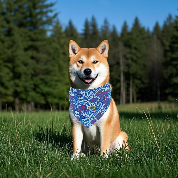 7 PCS Small Dog Bandanas Paisley Hemming Seam Edge Dog Bandana - Image 5