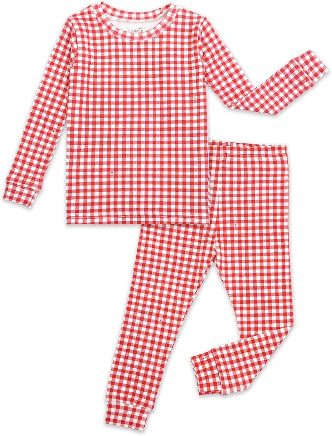 moimoln Cotton Modal Baby Toddler Pajamas Check Solid Leopard 6M-8Y by moimoln