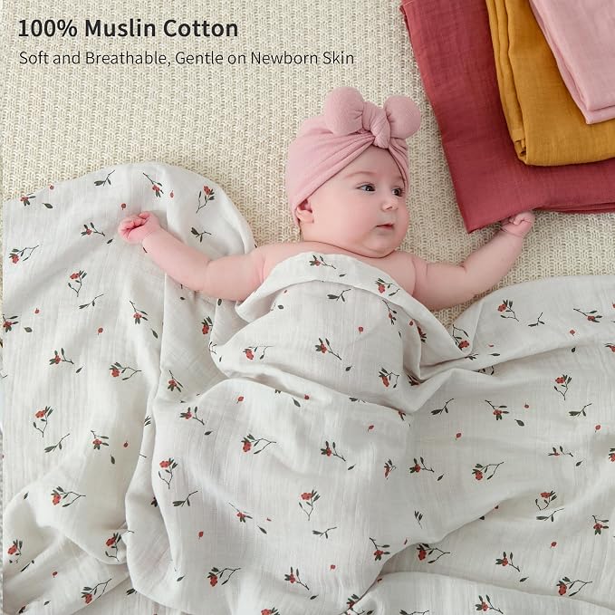 POMISO Muslin Swaddle Blankets for Boys & Girls, Newborn Receiving Blankets - Image 2