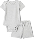 Amazon Essentials Unisex Toddlers' Short Sleeve 100% Cotton Bodysuit and Short by AmazonEssentials
