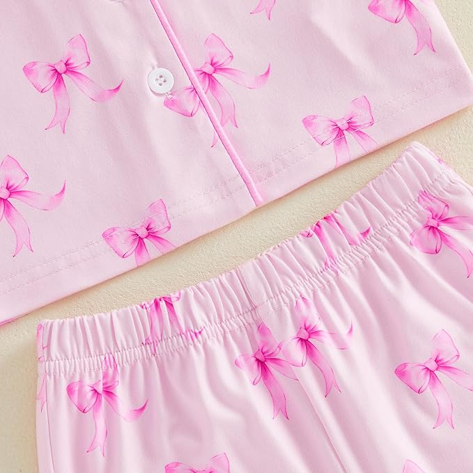 Kuriozud Toddler Baby Girl Pajamas Set Summer Floral Short Sleeve Button Down - Image 7