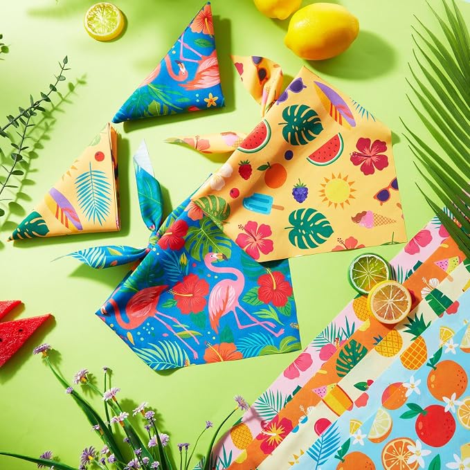 50 Pcs Summer Hawaiian Dog Bandanas Bulk Tropical Flower Pattern - Image 5
