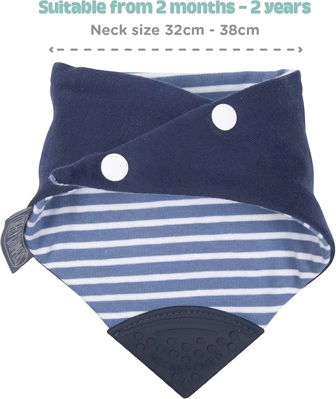 Cheeky Chompers Neckerchew Teething Bib, 2-in-1 Bandana Style Bib w/Food Grade - Image 7