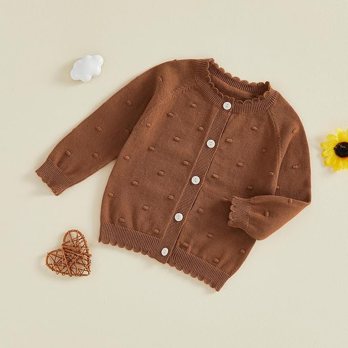 Baby Girl Cardigan Long Sleeve Button Up Sweater Toddler Girl Fall Outfits - Image 3