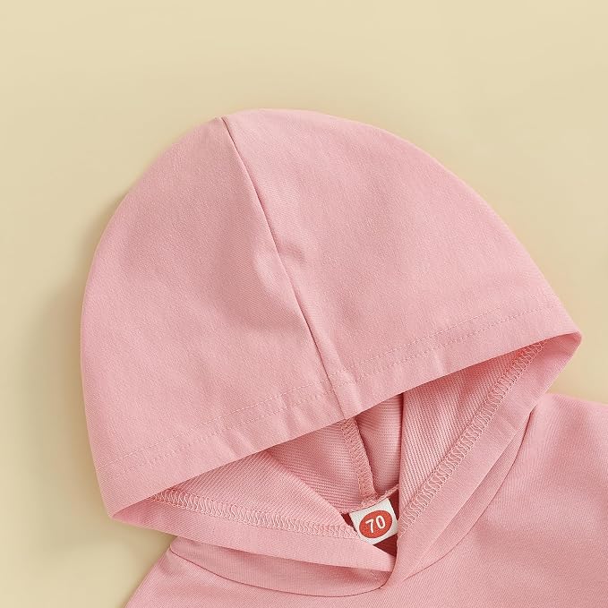 Baby Boy Girl Hooded Romper Cute Solid Color Long Sleeve Sweatshirt Romper - Image 5