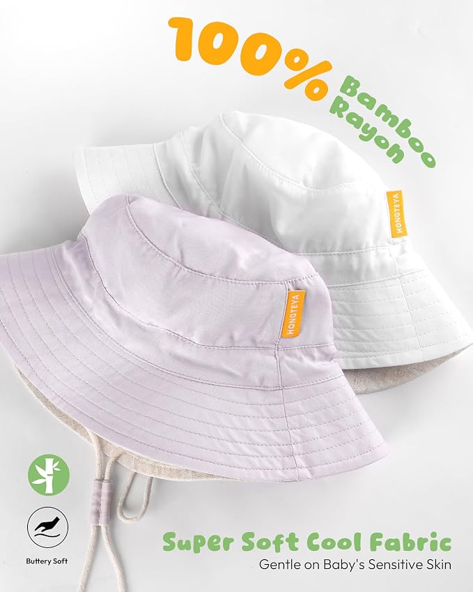 Baby Sun Hat for Toddler Kids Bamboo Rayon Bucket Hat Summer Beach Sun - Image 3