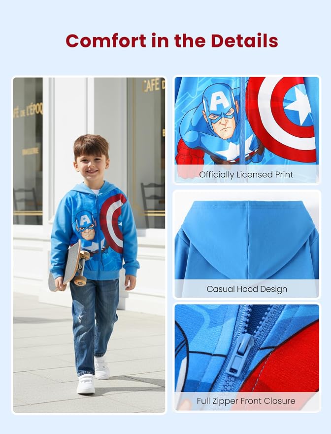 Marvel Zipper Hoodie Spiderman Hood Sweatshirt Hulk Cardigan Boy Girl 2-12Y | - Image 4