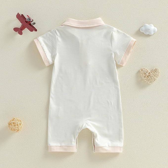 FOCUSNORM Newborn Baby Boy Summer Clothes Short Sleeve Lapel Jumpsuit Collar - Image 7