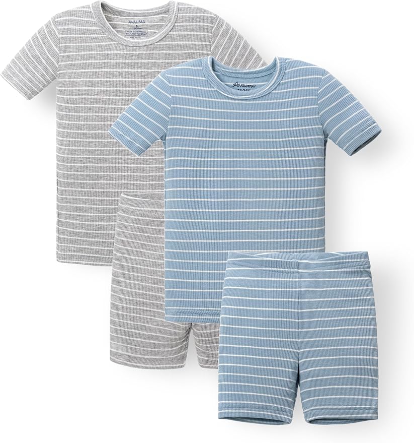 AVAUMA Stripe Pattern Baby Boys Girls Pajama Set Kids Toddler Snug fit Ribbed by AVAUMA