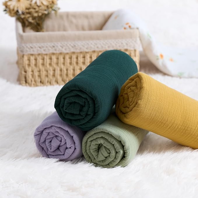 Meracorallo Muslin Swaddle Blanket, 100% Cotton, Dark Green | Soft Breathable - Image 7