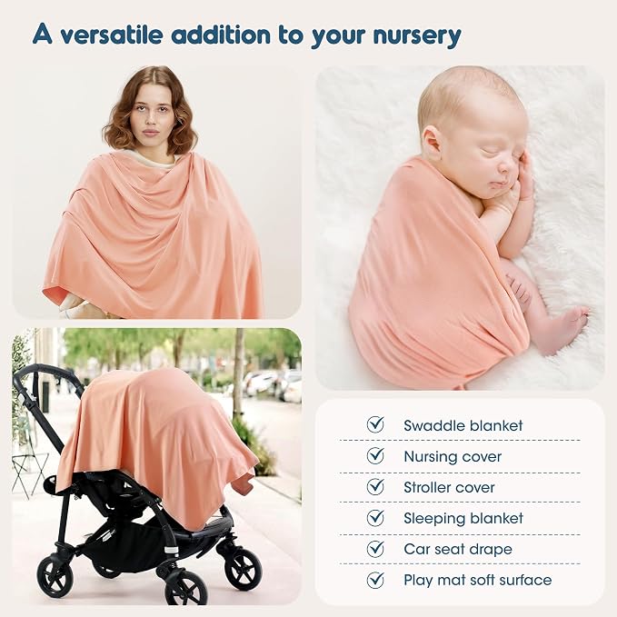 Newborn Swaddle Blanket, Ultra Soft Stretchy Jersey Knit Receiving Blankets 2 - Image 6
