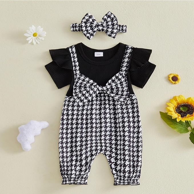 YINGISFITM Newborn Baby Girl Summer Clothes Short Sleeve Bubble Romper Bow - Image 5