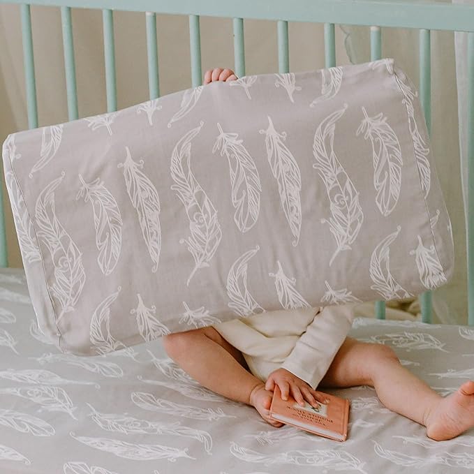 Nest Designs Toddler Pillow with Bamboo Viscose Pillowcase - Feather Grey, Small