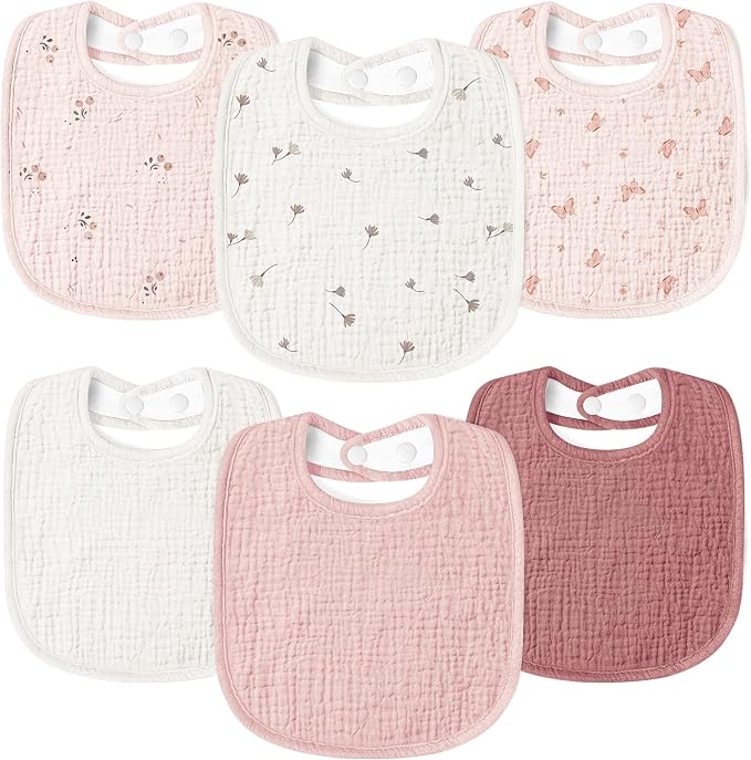 Susurration Muslin Baby Drool Bibs 6Pack Soft Square Adjustable Baby Bandana by Susurration