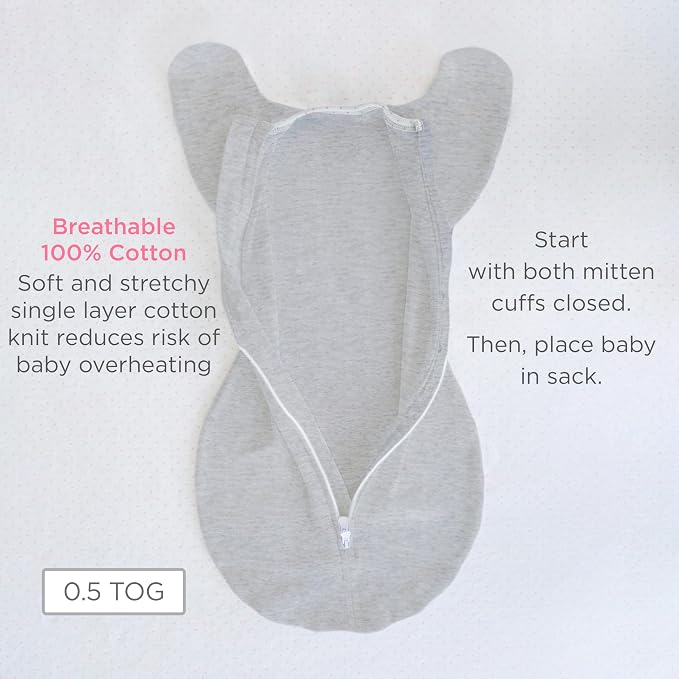 SwaddleDesigns Transitional Swaddle Sack, Arms Up Half-Length Sleeve & Mitten - Image 6