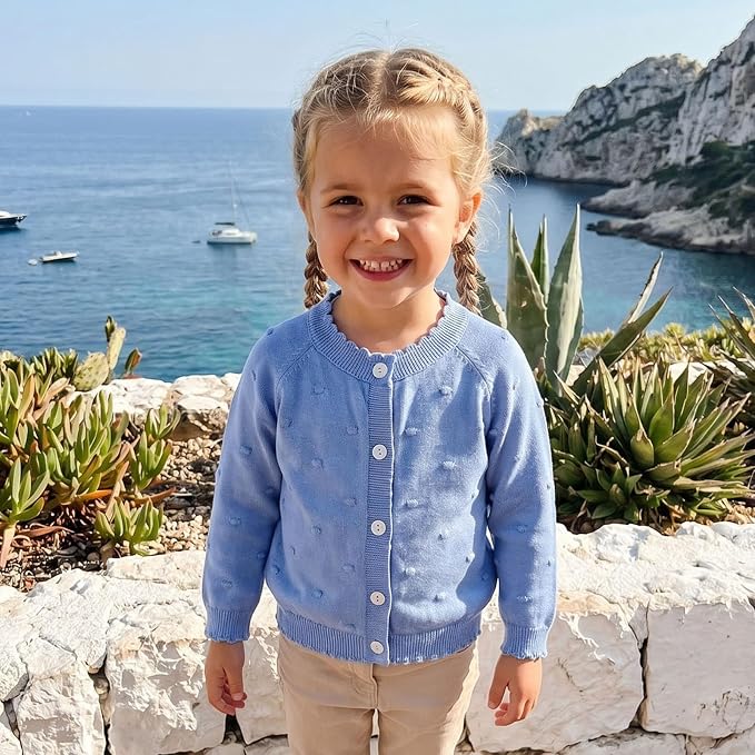 BULINGNA Toddler Baby Girl Cardigan Sweater Long Sleeve Button Down Knit - Image 5