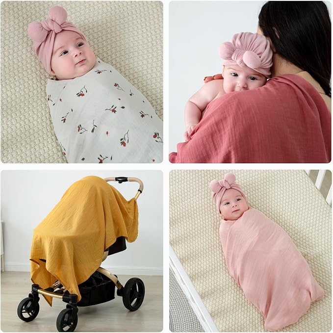 POMISO Muslin Swaddle Blankets for Boys & Girls, Newborn Receiving Blankets - Image 3