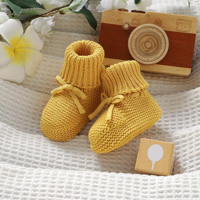 Hadetoto Baby Booties Cotton Newborn Boys Girls Shoes Knit Socks | Cozy Warm - Image 5