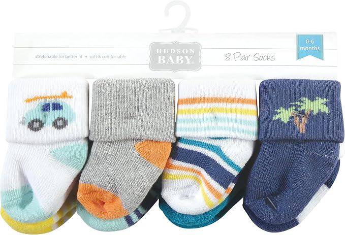 Hudson Baby Baby 8-pack Cotton Rich Newborn and Terry Socks - Image 2