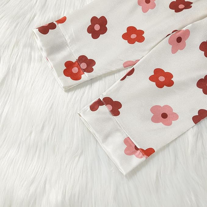 Kids Baby Girl Boy Satin Pajamas Set Button Down Sleep Shirt Top+Long Pants - Image 7