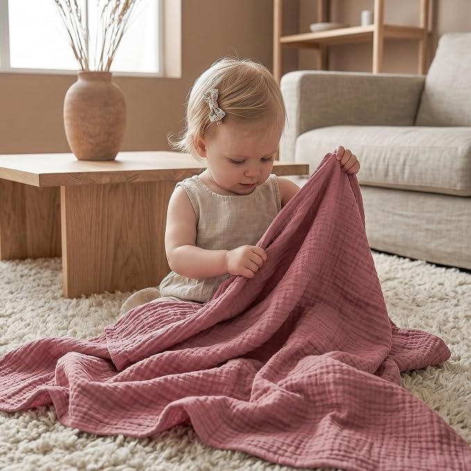 Muslin Swaddle Blankets for Newborn, 4 Pack Breathable Soft Receiving Blanket - Image 2